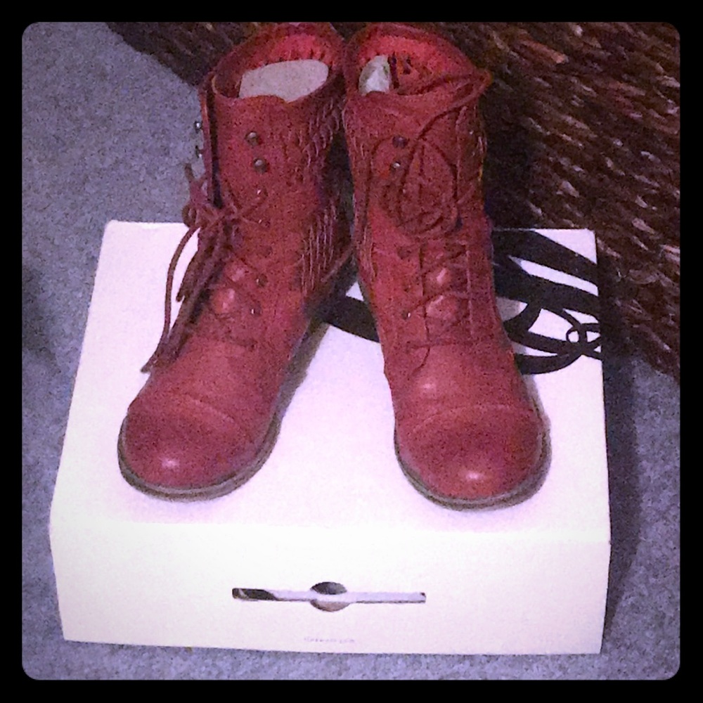 Red Combat Boots